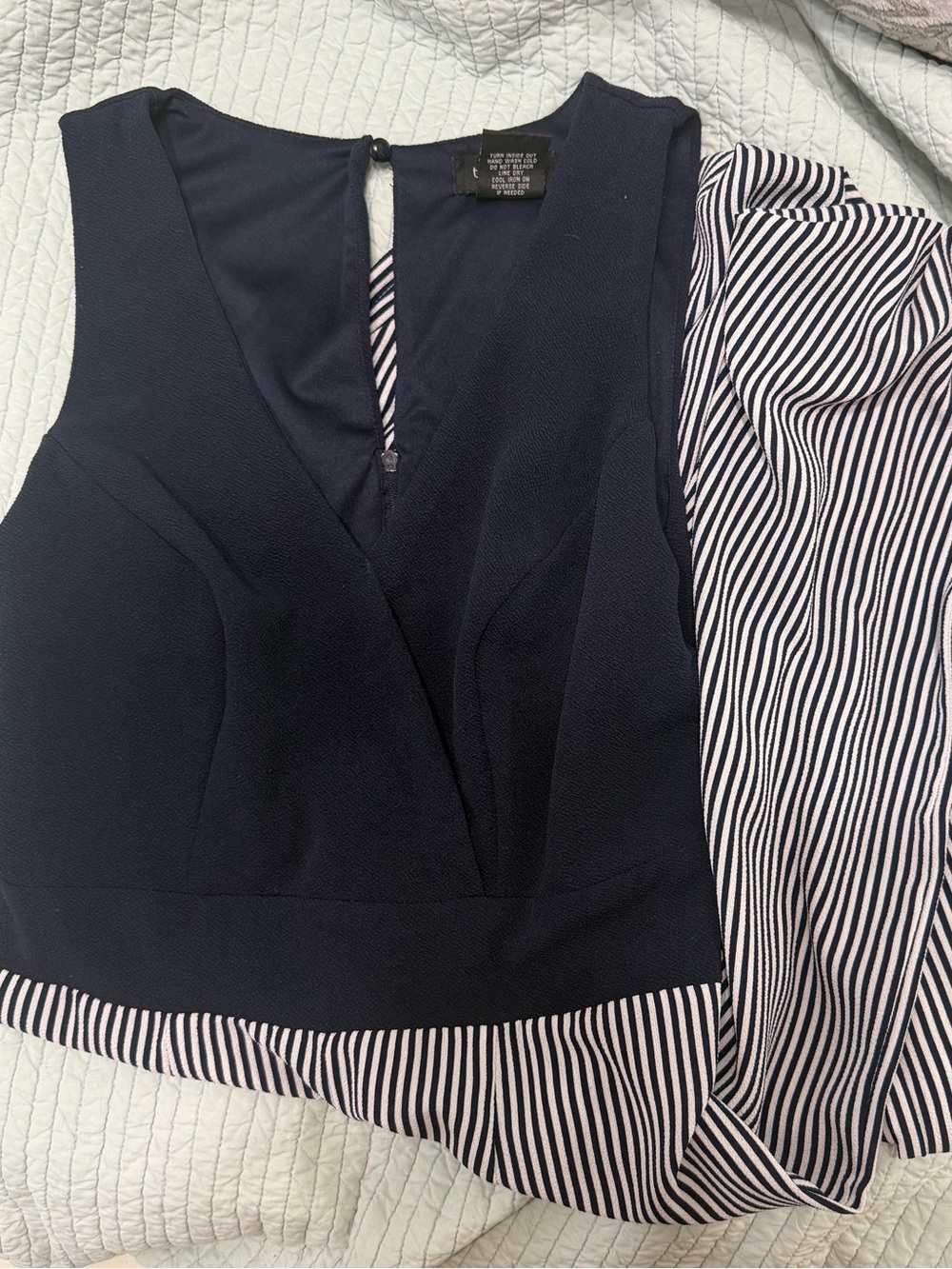 Teeze Me Navy & White Striped Jumpsuit